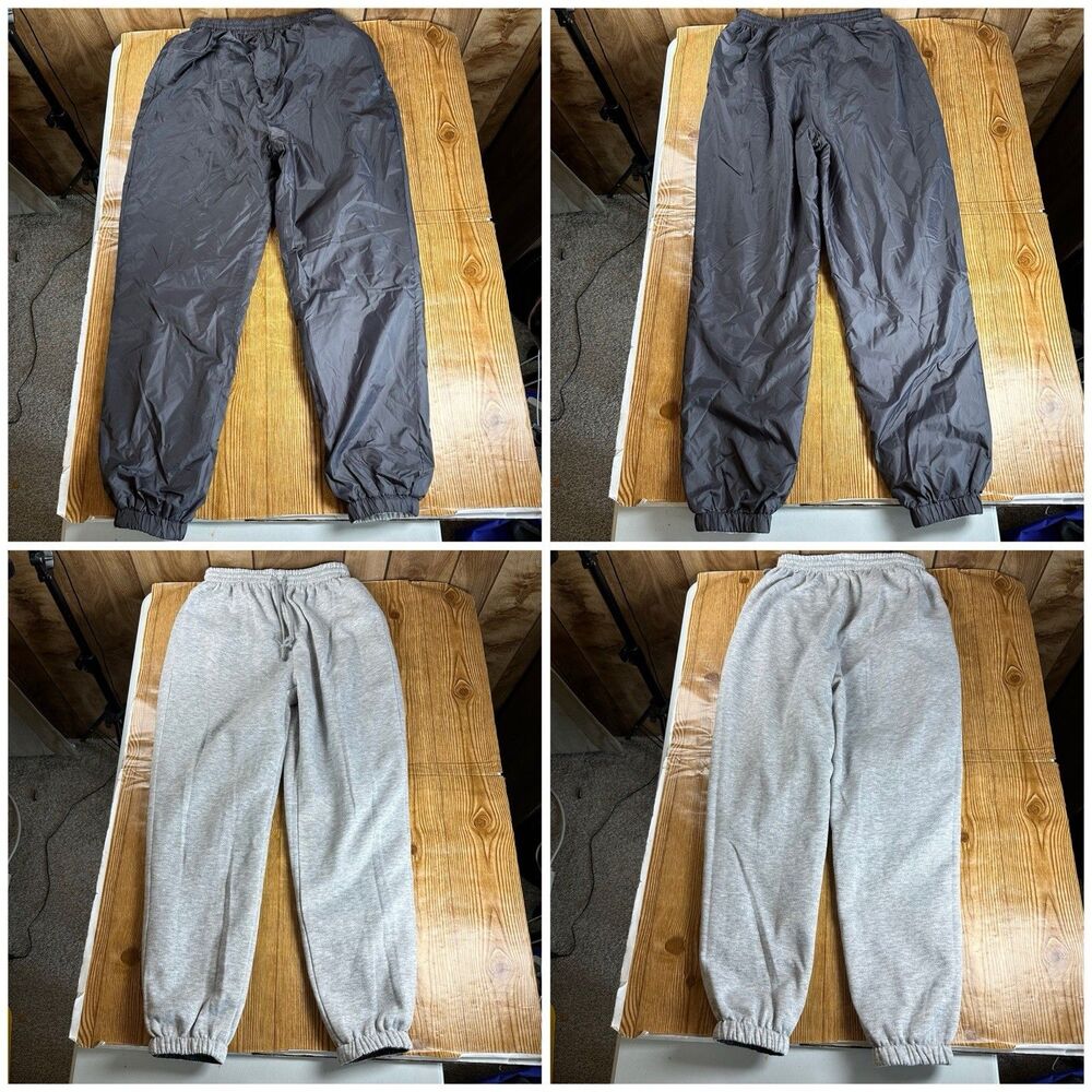 Jogger Pants Lot 2 Gray Sweatpants + Windbreaker Track Pants Size S/M